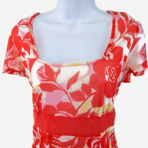 New York Co Floral Women's Short Sleeve Lined Blouse X-Large - Picture 2 of 5